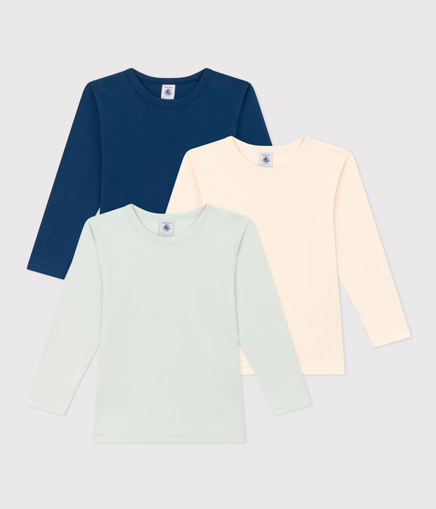 Juego de 3 camisetas de manga larga de algod&oacute;n para ni&ntilde;o multicolor