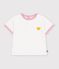 Camiseta lisa de algod&oacute;n de manga corta con insignia de coraz&oacute;n para beb&eacute; blanco