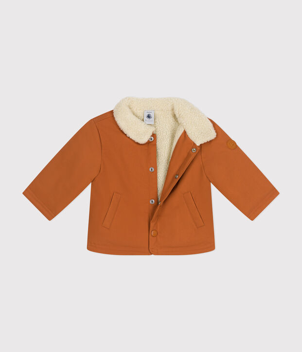 Chaqueta corta con forro de sherpa de beb&eacute; marron