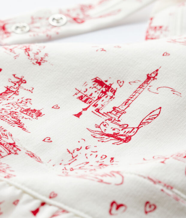 Peto largo de felpa de beb&eacute; ni&ntilde;a blanco/rojo