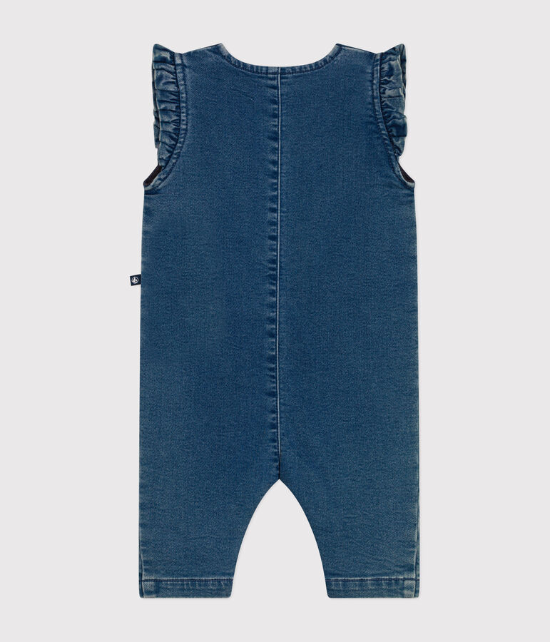 Mono denim de beb&eacute; sin mangas azul