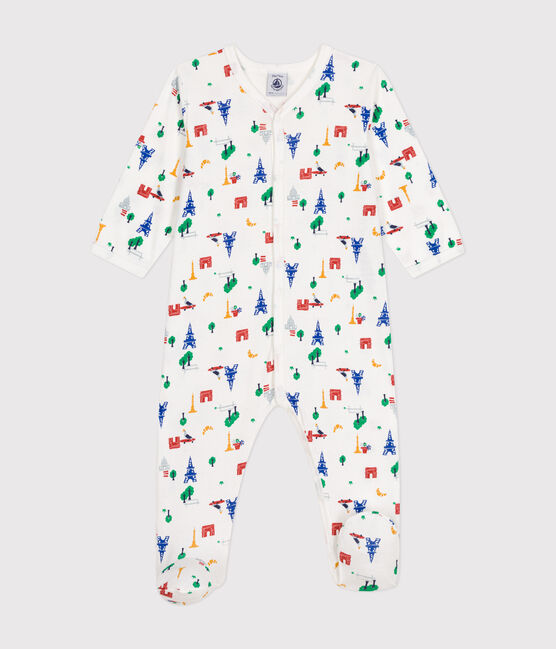 Pijama de algodón con estampado de París para bebé blanco MARSHMALLOW/blanco MULTICO