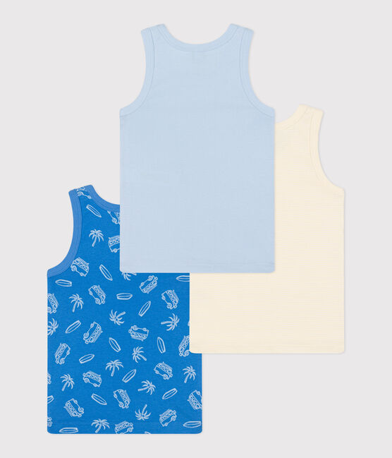 Juego de 3 camisetas infantiles sin mangas de algodón con estampado de furgonetas variante 1