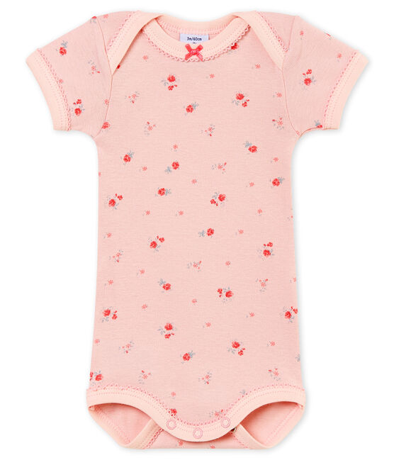 Body de manga corta para bebé niña rosa JOLI/blanco MULTICO