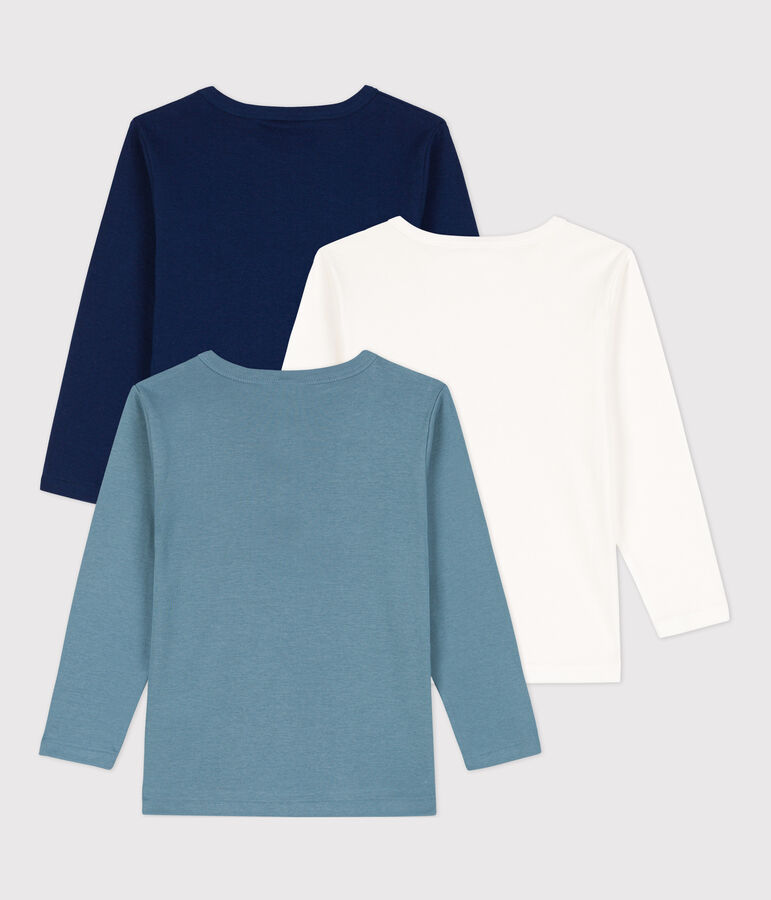 Juego de 3 camisetas de algod&oacute;n de manga larga para ni&ntilde;a / ni&ntilde;o multicolor
