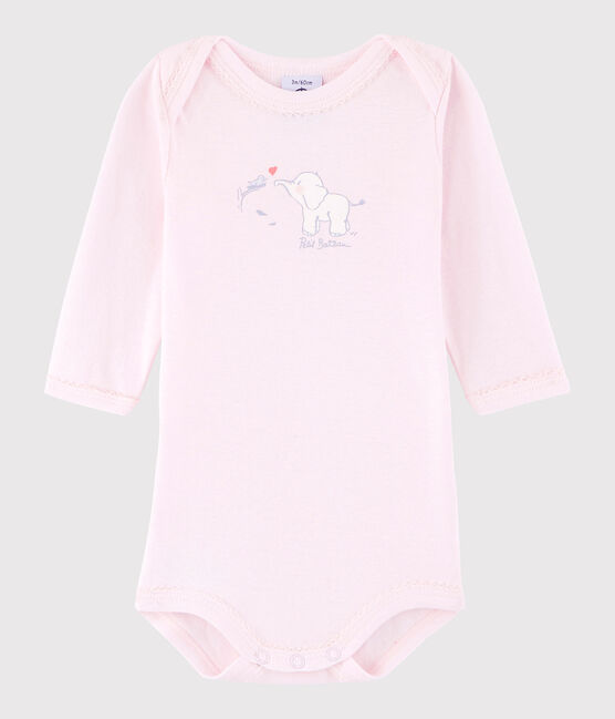 Bodi de manga larga de bebé niña rosa Vienne