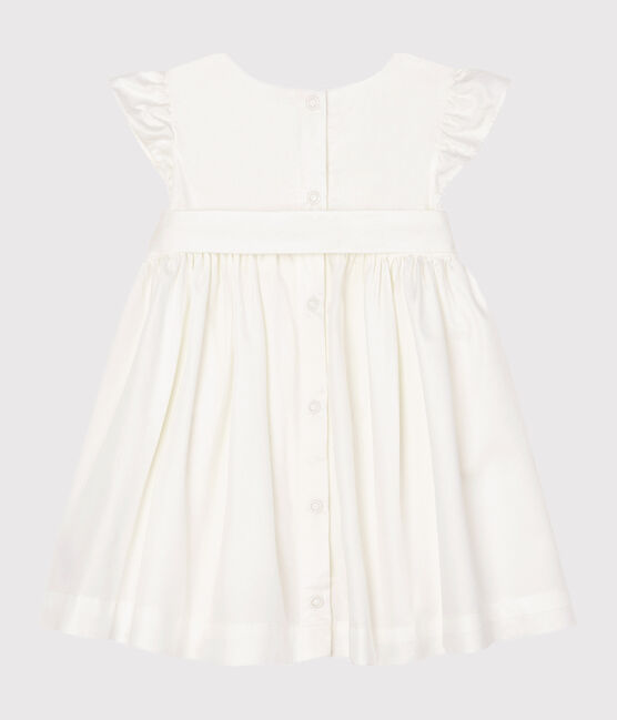 Vestido de manga corta de satén para bebé niña blanco MARSHMALLOW