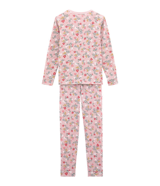 Piajama para niña corte ajustado rosa JOLI/blanco MULTICO