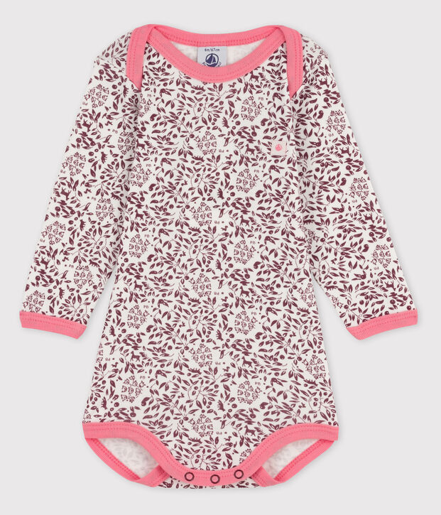 Bodi de manga larga de beb&eacute; ni&ntilde;a rojo/blanco