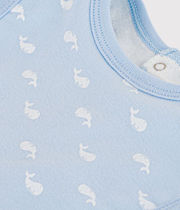 Babero de algod&oacute;n estampado para reci&eacute;n nacido azul/blanco