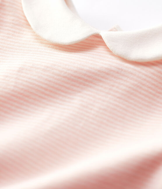 Bodi de algodón de bebé. rosa MINOIS/blanco MARSHMALLOW