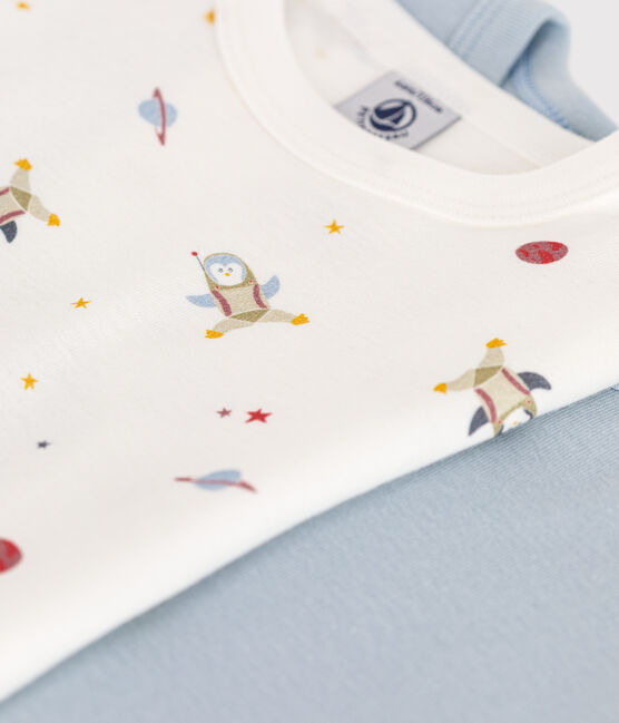Juego de 2 camisetas infantiles de algodón de manga corta con motivo espacial variante 1