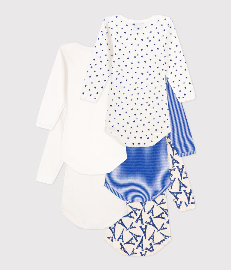 Juego de 5 bodis de algod&oacute;n de manga larga con motivo de Par&iacute;s para beb&eacute; multicolor