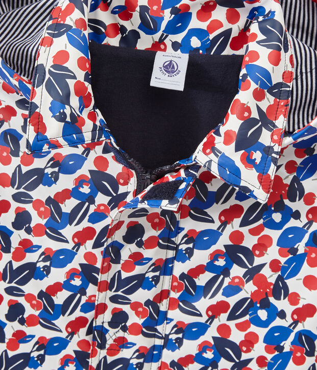 Chubasquero estampado para ni&ntilde;a blanco/multicolor