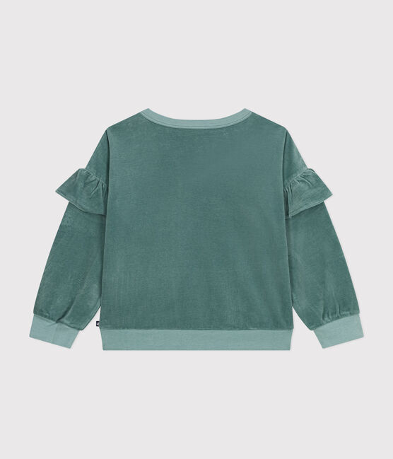 Sudadera lisa de rizo aterciopelado de niña verde BRUT