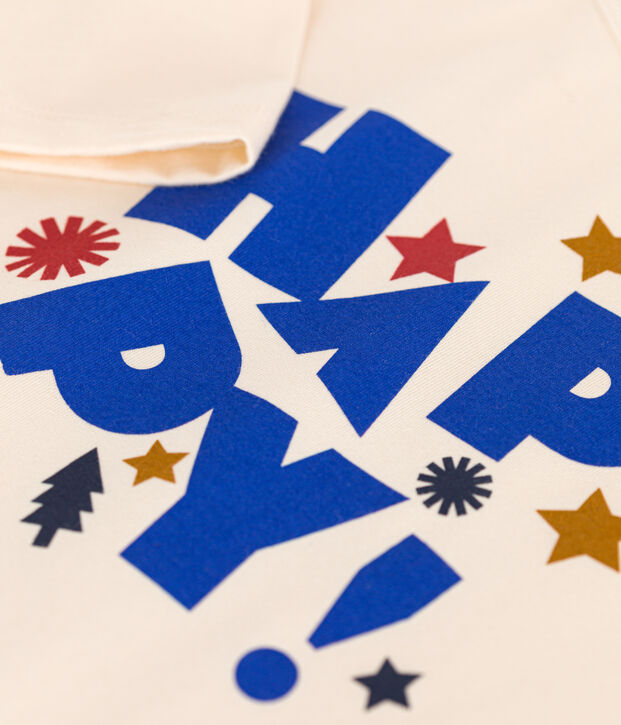 Camiseta de manga larga de punto fino para ni&ntilde;o crudo