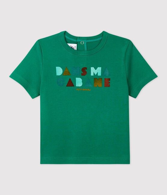 Camiseta de manga corta con motivo de algodón de bebé verde GAZON