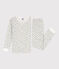 Pijama de algodón ajustado para niña blanco MARSHMALLOW/blanco MULTICO