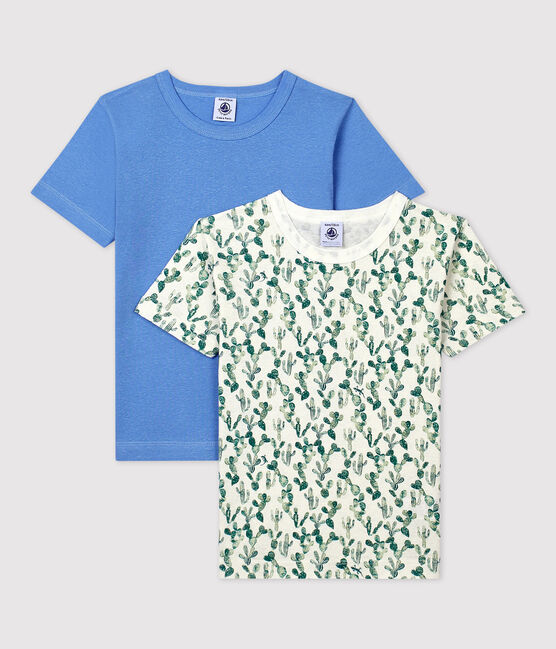 Lote de 2 camisetas de manga corta con estampado de cactus de algodón y lino de niño variante 1