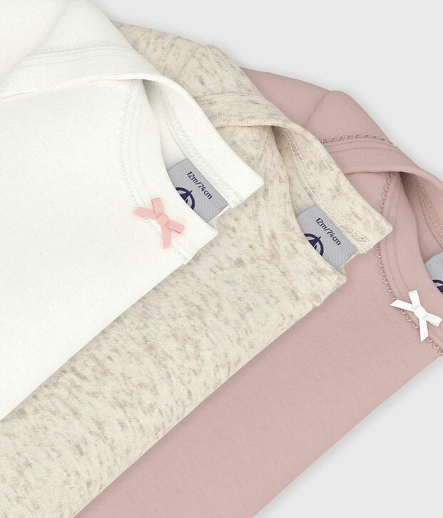 Juego de 3 bodis lisos de algod&oacute;n de manga corta para beb&eacute; multicolor