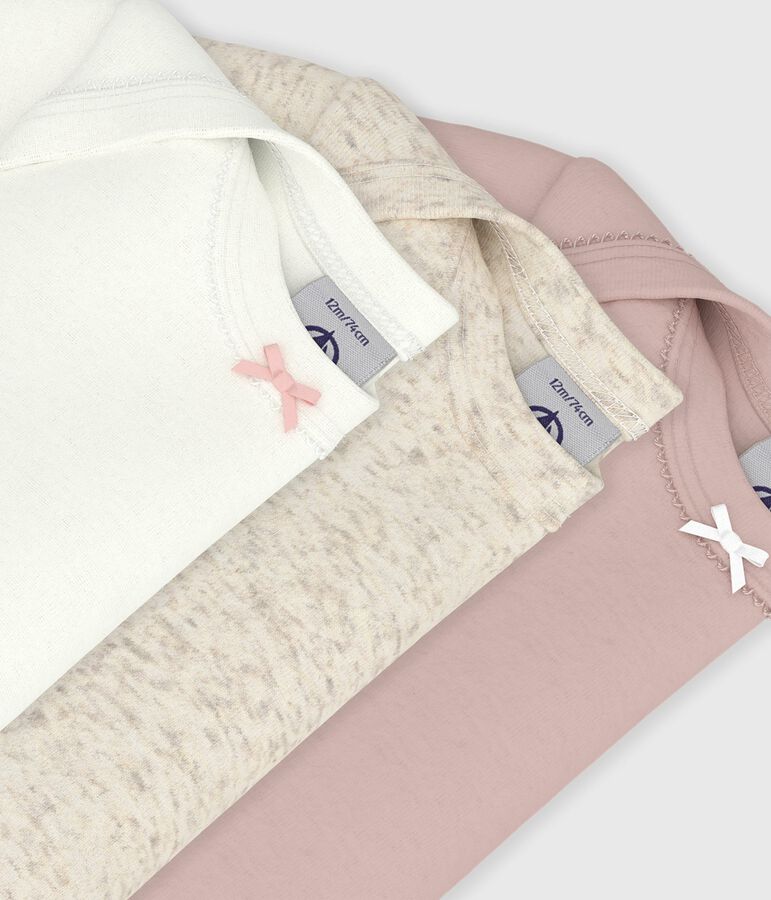 Juego de 3 bodis lisos de algod&oacute;n de manga corta para beb&eacute; multicolor