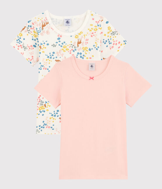 Juego de 2 camisetas de camisetas de manga corta de niña de algodón orgánico variante 1