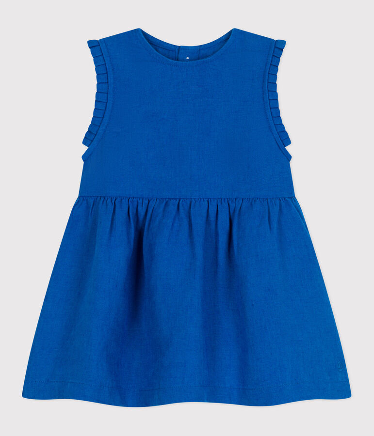 Vestido sin mangas de lino para beb&eacute; azul