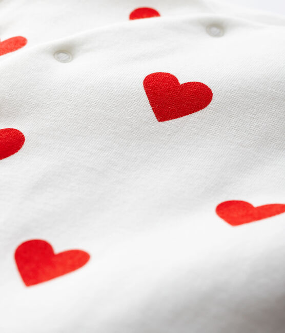 Mono largo de punto con corazones rojos para bebé niña blanco MARSHMALLOW/rojo TERKUIT