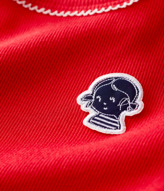 Camiseta de manga corta de algodón de niña rojo TERKUIT
