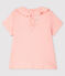 Blusa calada de manga corta de algodón de bebé niña rosa MINOIS/blanco ECUME