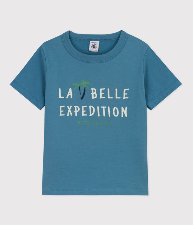 Camiseta de algod&oacute;n de manga corta para ni&ntilde;o azul