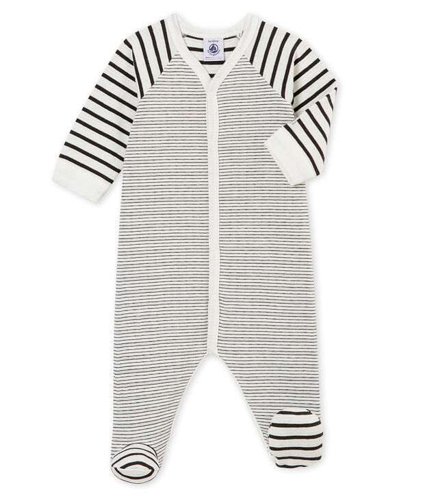Pelele de noche para beb&eacute; ni&ntilde;o blanco/gris