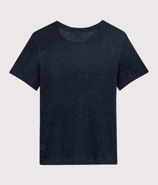 Camiseta L'ICONIQUE de lino de mujer azul SMOKING