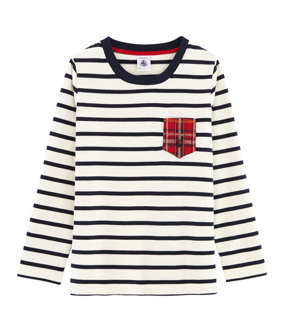 Camiseta de manga larga para niño blanco MARSHMALLOW/azul SMOKING