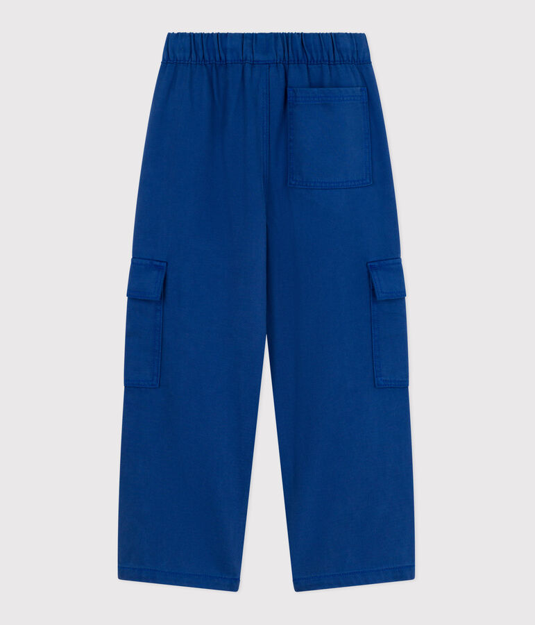 Pantal&oacute;n infantil cargo liso de lyocell azul
