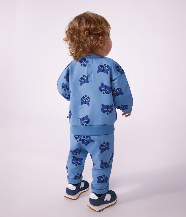 Conjunto de sudadera y pantal&oacute;n para beb&eacute; de algod&oacute;n con estampado de animal azul/multicolor