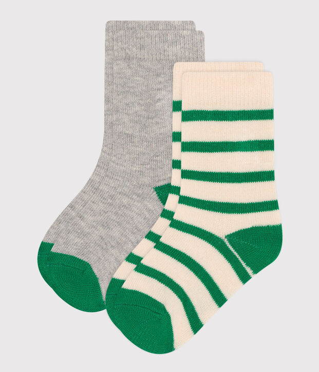 2 pares de calcetines de algod&oacute;n a rayas para beb&eacute; multicolor