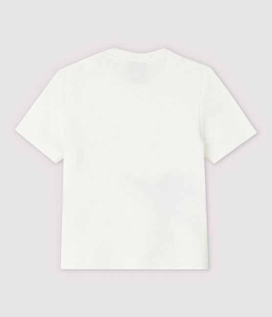 Camiseta de manga corta de canalé de bebé niño blanco MARSHMALLOW