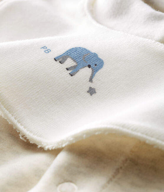 Pelele y babero de terciopelo de algodón para bebé unisex beige MONTELIMAR CHINE