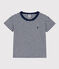 Camiseta de algodón a rayas para niño azul MEDIEVAL/blanco MARSHMALLOW