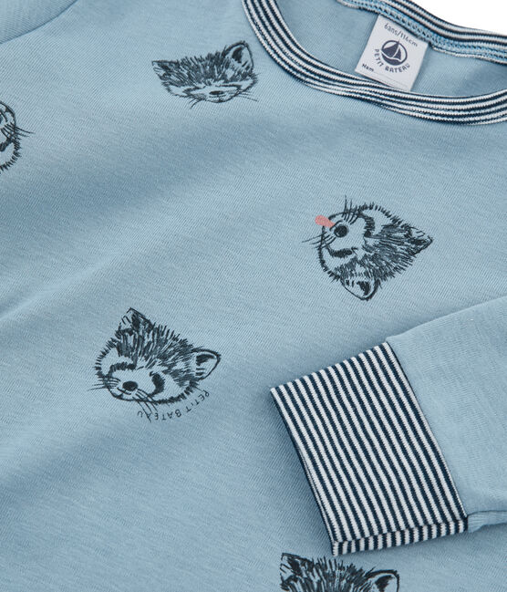 Pijama de punto para niño azul ACIER/blanco MULTICO