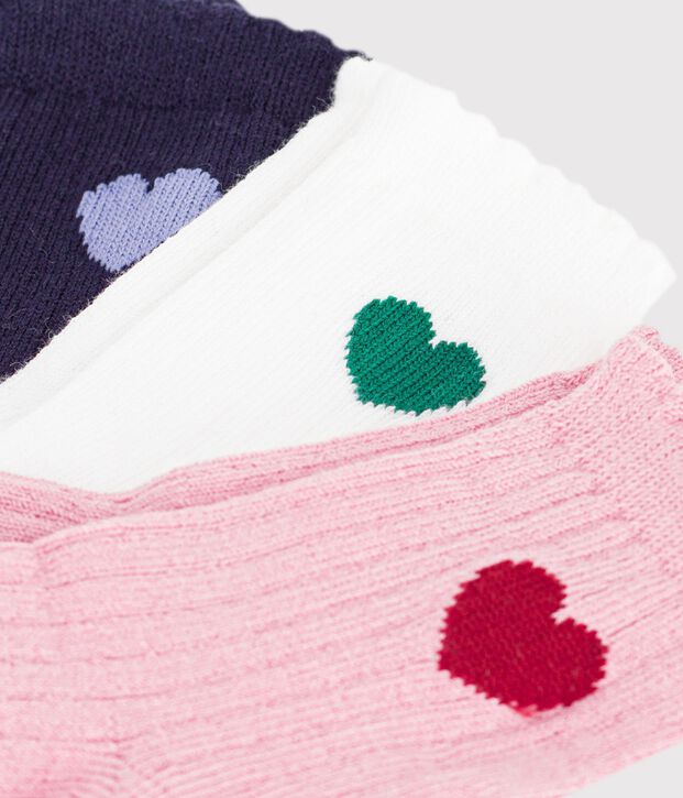 3 pares de calcetines de algod&oacute;n con estampado de coraz&oacute;n para beb&eacute; multicolor