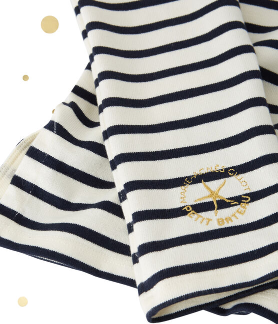 Marinière femme décolletée dans le dos. Petit bateau x Marie-Agnès Gillot beige COQUILLE/azul SMOKING