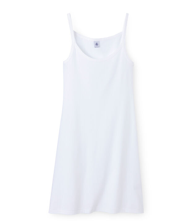 Chemise &agrave; bretelles femme coton/laine/soie blanco Lait