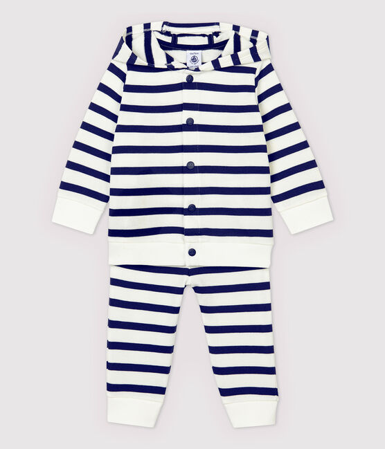 Chándal de dos piezas de bebé niño blanco MARSHMALLOW/azul SMOKING
