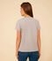 Camiseta LA RECTA de algodón con cuello de pico para mujer gris CHATON CHINE