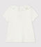 Blusa calada de manga corta de algodón de bebé niña blanco MARSHMALLOW