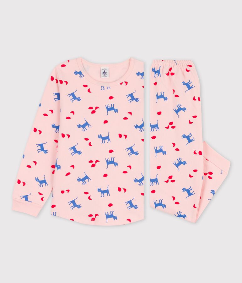 Pijama con gatos de algod&oacute;n de ni&ntilde;a rosa/multicolor