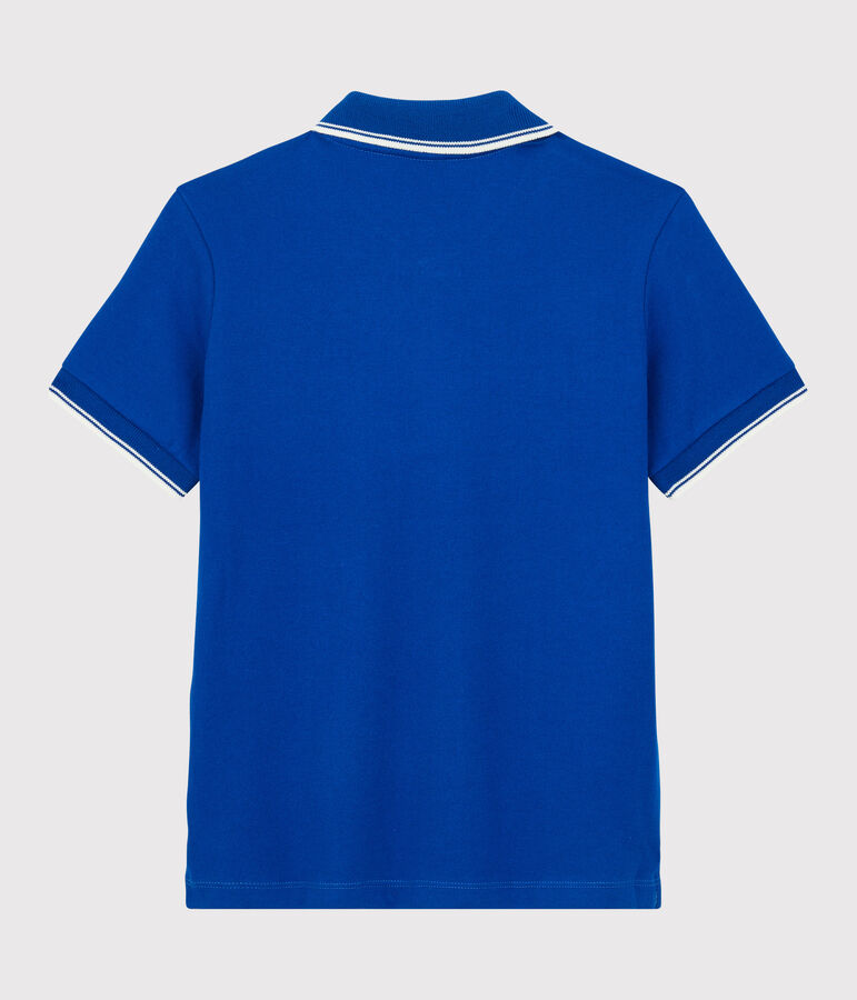 Polo de manga corta de punto de ni&ntilde;o azul