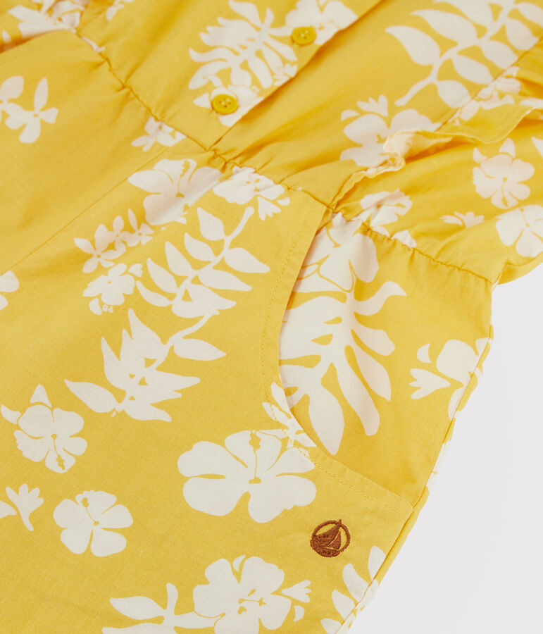 Mono de popelina estampada para ni&ntilde;a amarillo/blanco